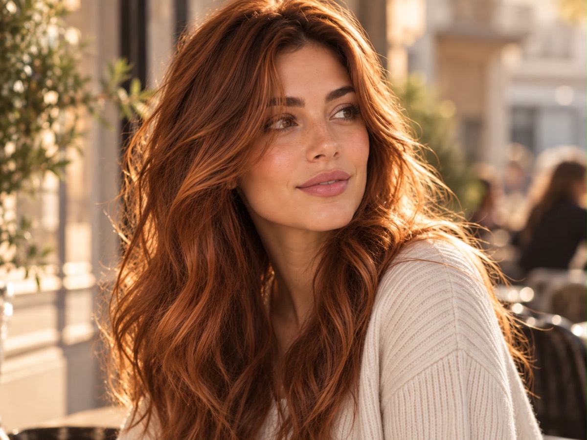 Copper red hair seen in natural light